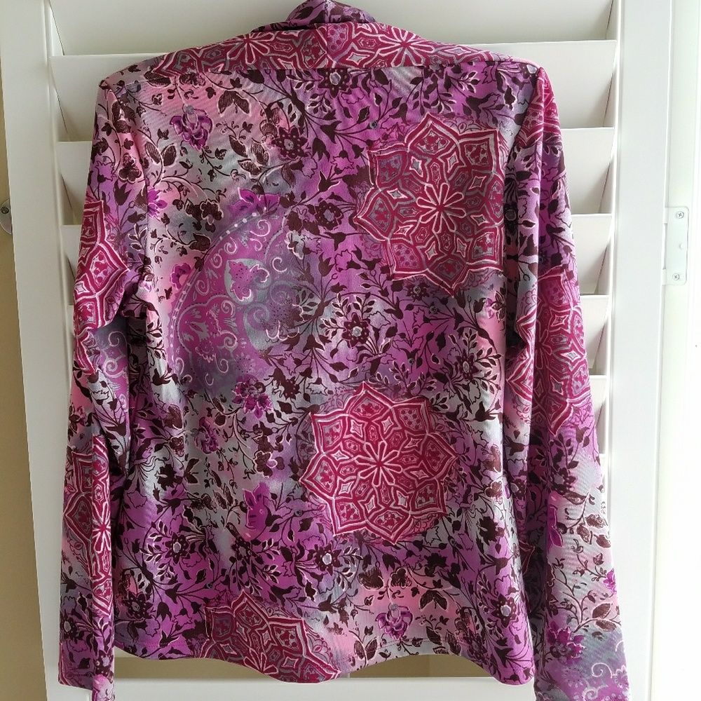 Kim Rogers Signature Petite Long Sleeve Shirt Plum - Picture 2 of 8